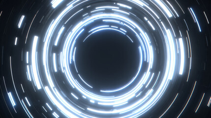 sci-fi portal concept, circular glowing tunnel with overlapping neon layers