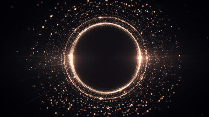 Golden Sparkling Circle with Glittering Particles