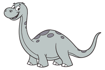 Simplified vector-style Brontosaurus, myth hybrid, flat tone, cartoon-style face, friendly smile
