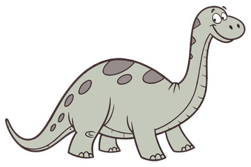 Simplified vector-style Brontosaurus, myth hybrid, flat tone, cartoon-style face, friendly smile