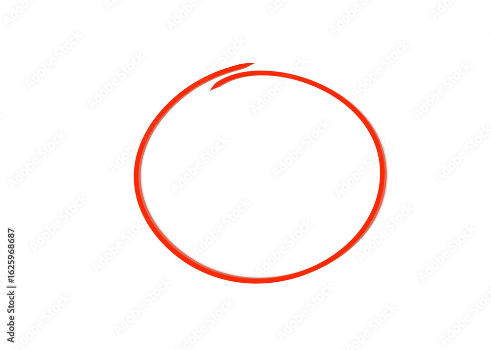 Poster a single red handdrawn circle isolated on a transparent background, representing emphasis or a mark