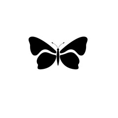 Black butterfly silhouette isolated on transparent background, symbolizing nature and transformation
