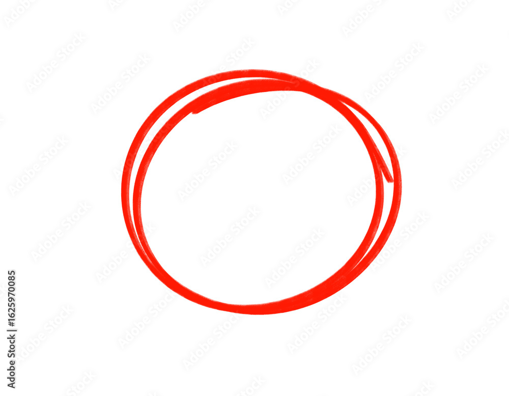 Poster A simple red handdrawn circle isolated on a transparent background, representing a basic shape or mark