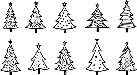 Christmas Tree holiday, pine tree, festive Vector Bundle