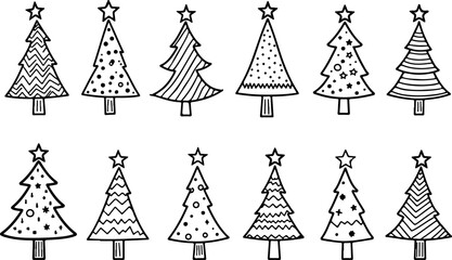 Christmas Tree holiday, pine tree, festive Vector Bundle