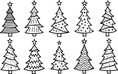Christmas Tree holiday, pine tree, festive Vector Bundle