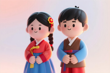 한복입은 어린이 캐릭터