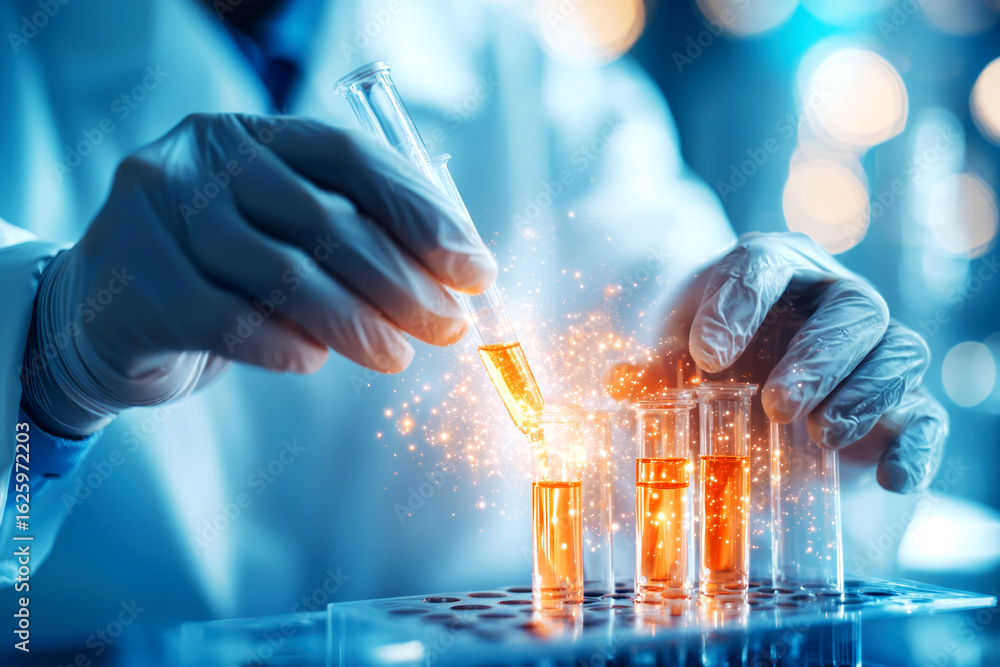 Aufkleber innovative liquid experimentation in a science laboratory capturing the dynamic process of chemical 