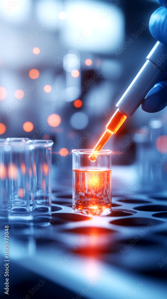 Aufkleber exciting science experiment in a modern laboratory featuring precision liquid transfer dynamic envir