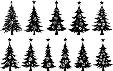 Obraz premium Christmas Tree holiday, pine tree, festive Vector Bundle