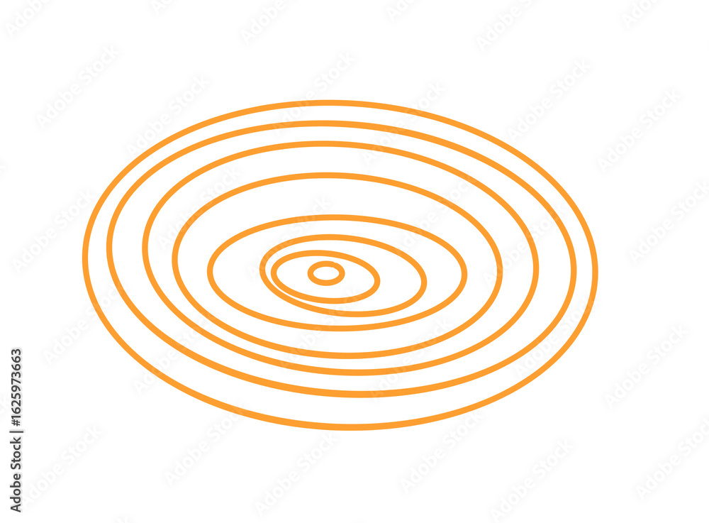 Poster Abstract orange concentric circles pattern isolated on transparent background