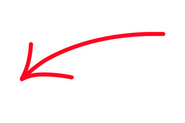 A simple red arrow pointing to the left, isolated on a transparent background