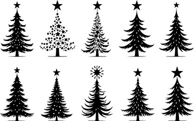 Obraz premium Christmas Tree holiday, pine tree, festive Vector Bundle