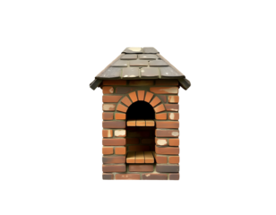 Brick Outdoor Oven with Arched Opening and Slate Roof