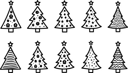 Christmas Tree holiday, pine tree, festive Vector Bundle