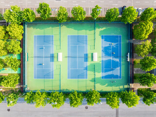 Aerial view of Shanghai Oriental Sports Center sports complex tennis court