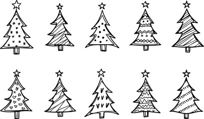 Christmas Tree holiday, pine tree, festive Vector Bundle