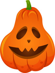 Carved Halloween pumpkin featuring a cheerful, smiling face, creating a spooky yet festive atmosphere ideal for Halloween themed projects and seasonal celebrations