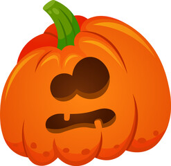 Funny halloween pumpkin with carved eyes and mouth making a silly face, perfect for halloween projects, greeting cards, spooky decorations, and festive celebrations