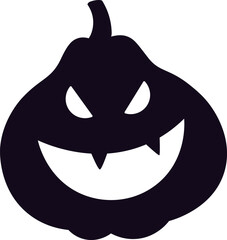 Spooky Halloween pumpkin featuring glowing eyes and menacing vampire teeth, expressing an evil grin, perfect for enhancing Halloween themed projects and decorations