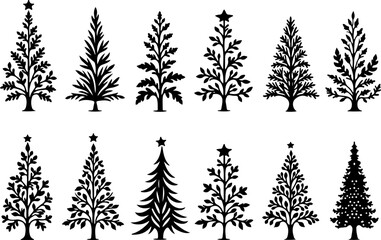 Christmas Tree holiday, pine tree, festive Vector Bundle
