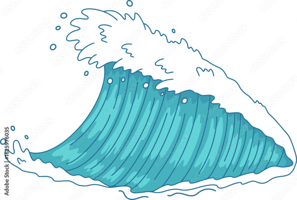 Aufkleber powerful ocean wave curling and breaking with foam, creating a dynamic and energetic scene of natura