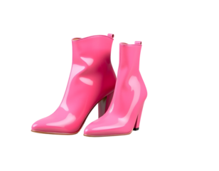 Pink Glossy Ankle Boots