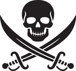Pirate sign. Skull with crossed swords. Vector