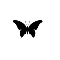 Black butterfly silhouette isolated on transparent background, a simple and elegant insect graphic