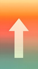 Fototapeta premium Solid white upward arrow on a background fading from peach to pistachio