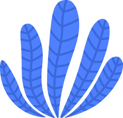 Five stylized blue leaves with dark blue veins radiate from a central point, forming a symmetrical and elegant botanical design that enhances any modern decor with its vibrant beauty