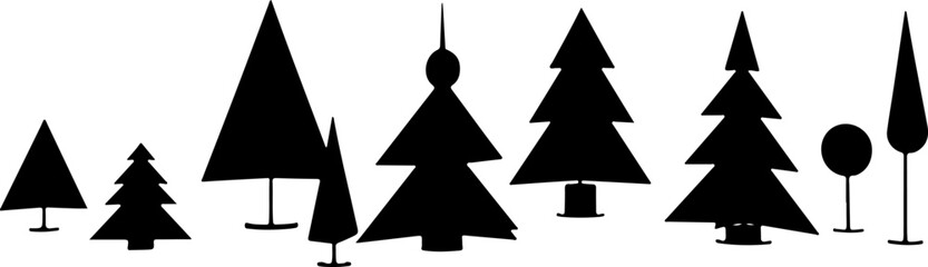 Christmas, tree, silhouette, geometric, modern, holiday, festive, black  vector bundle