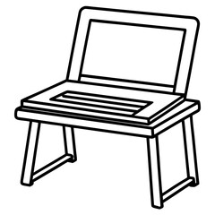 Laptop desk with adjustable height line art vector