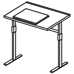 Laptop desk with adjustable height line art vector