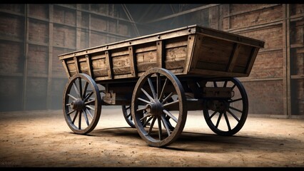 Fototapeta premium Geometric Wireframe Rendering of a 19th Century Mining Cart