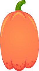 Ripe pumpkin featuring a curved green stem, displaying smooth, vibrant orange skin, perfect for autumn festivities, culinary delights, and seasonal decorations