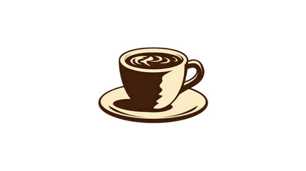 Obraz premium Brown and cream tone coffee cup icon logo from top angle, isolated on a Transparent background, PNG file.