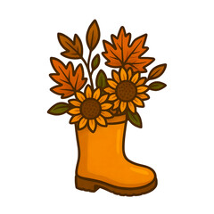 Rubber boots with leaves and flowers
