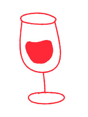 Red wine in a glass, isolated on transparent background