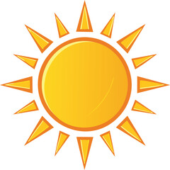 Illustration of a bright yellow sun with triangular rays emanating from a central circle.