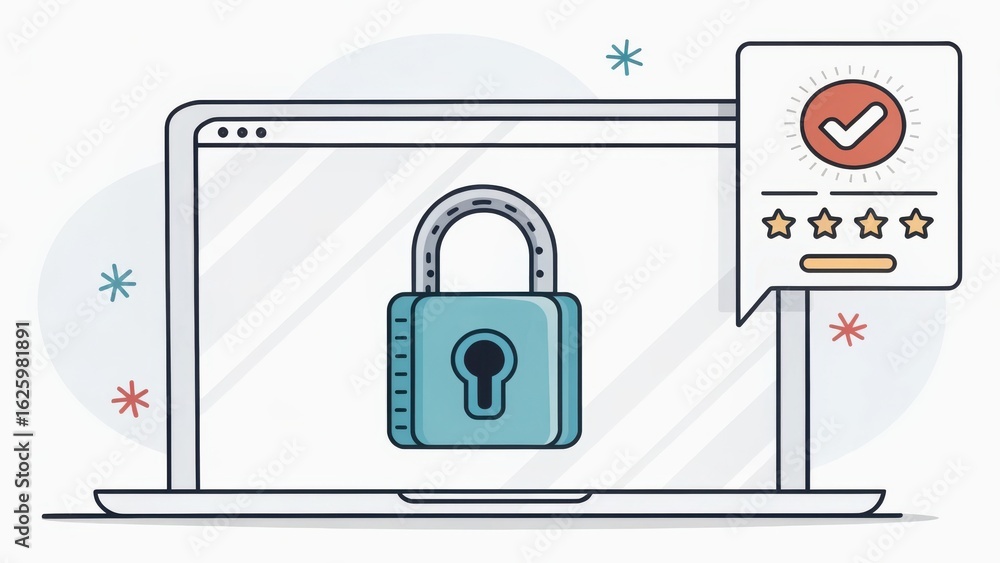 Poster incognito user concept. secure online environment with a digital padlock on a laptop screen.