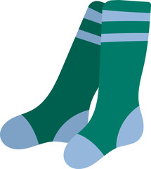 Comfortable teal green socks featuring light blue stripes at the top and light blue toe caps, offering warmth and style perfect for everyday wear during the colder months