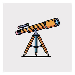 Creative telescope illustration made from pencils for educational and scientific exploration concept in vector format perfect for designers