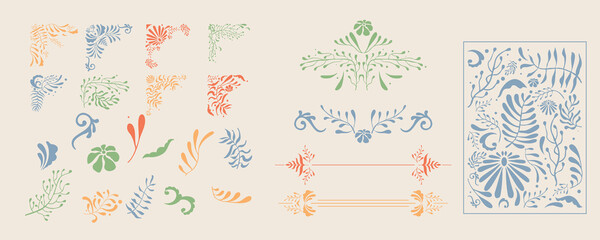 Vintage divider and border in nouveau line style object element for wedding, classic invitation