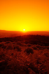 若草山から見る生駒山に沈む夕日