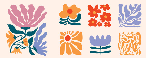 wavy groovy flower element object in naive style