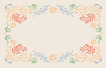 Vintage art flower frame background in nouveau line style for horizontal A4 design