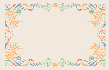 Vintage art flower frame background in nouveau line style for horizontal A4 design