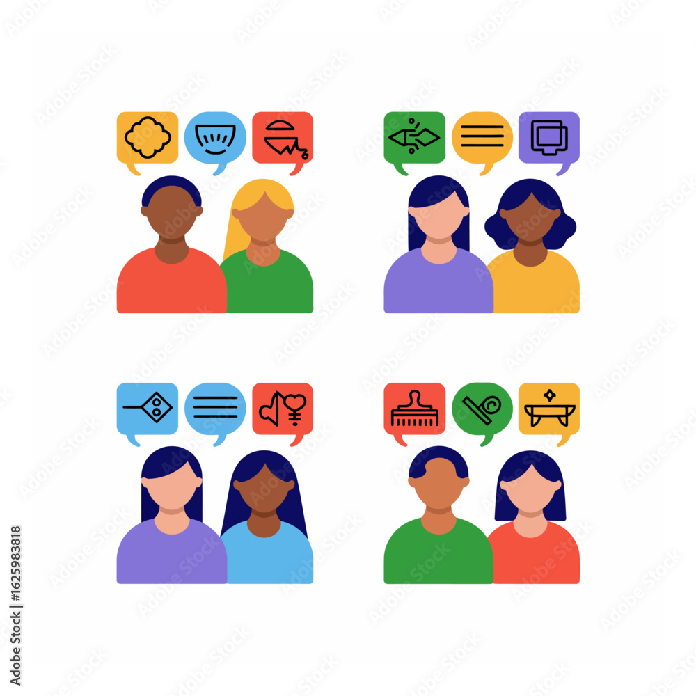 Poster diverse group communication showcasing connection and ideas sharing in a modern workplace setting wi