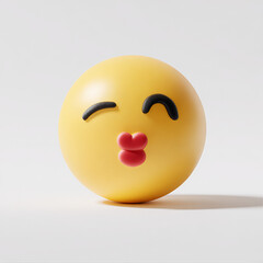 Fototapeta premium Cute yellow emoji with blush and face mask – smiling health icon